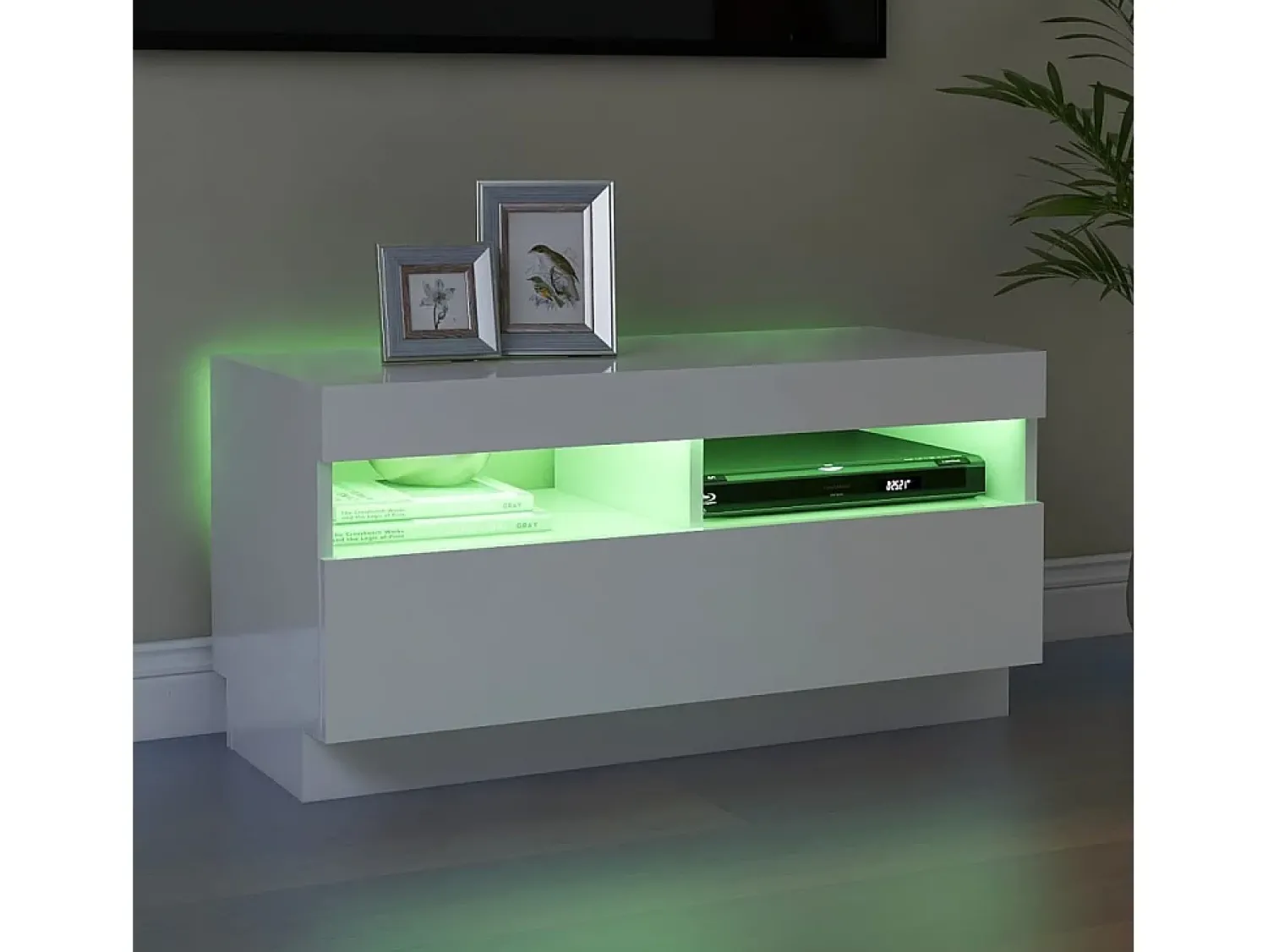 Móvel De Tv* Móvel de TV com luzes LED 80x35x40 cm brilhante PT273702 Branco