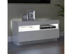 Móvel De Tv* Móvel de TV com luzes LED 80x35x40 cm brilhante PT273702 Branco