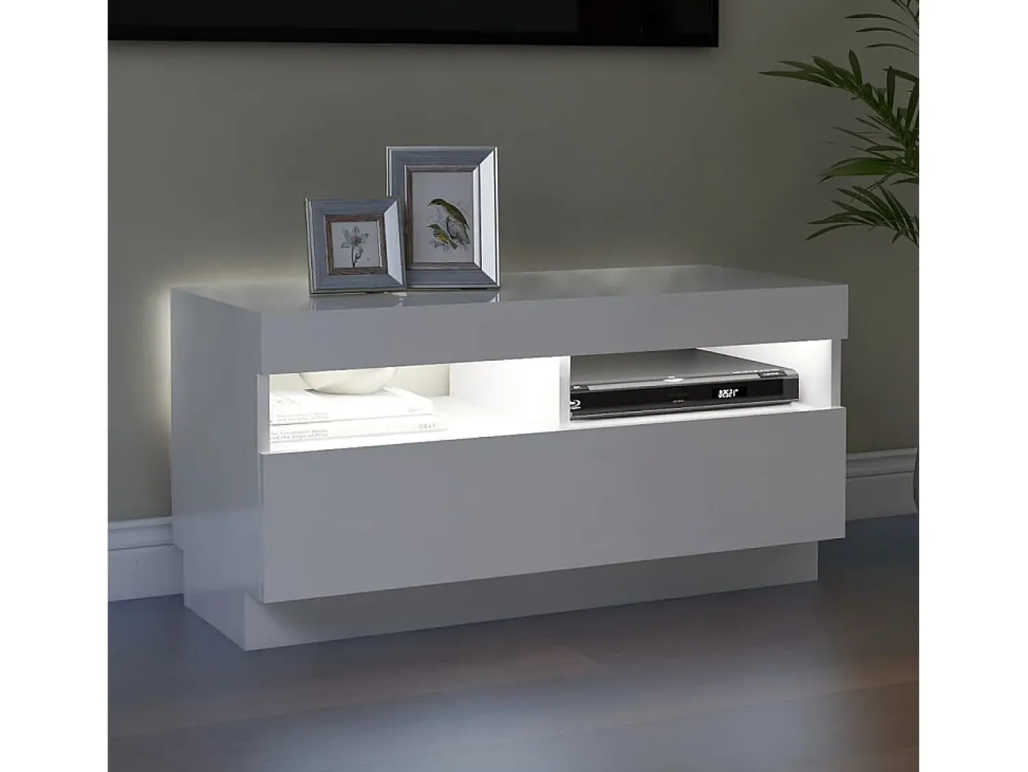 Móvel De Tv* Móvel de TV com luzes LED 80x35x40 cm brilhante PT273702 Branco