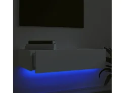 Móvel De Tv| Móvel de TV com luzes LED 60x35x15,5 cm PT528359 Branco