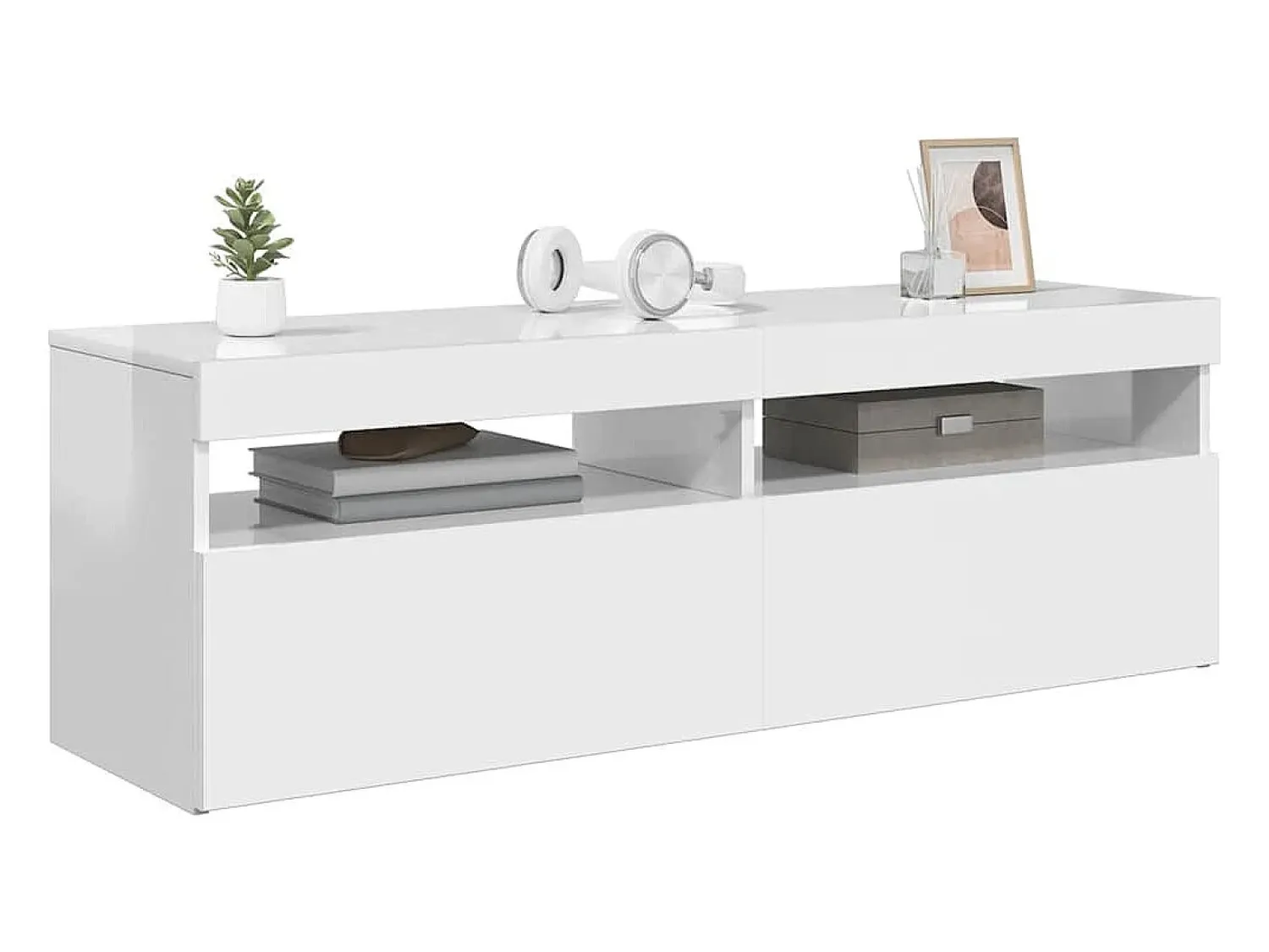 Móvel De Tv|vidaxl Móvel de TV com luzes LED 120x35x40 cm brilhante Branco
