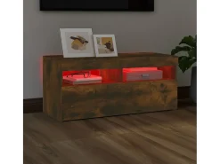 Móvel De Tv| Móvel de TV com luzes LED 90x35x40 cm carvalho fumado PT321086 Castanho