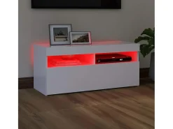 Móvel De Tv|vidaxl Móvel de TV com luzes LED 90x35x40 cm Branco
