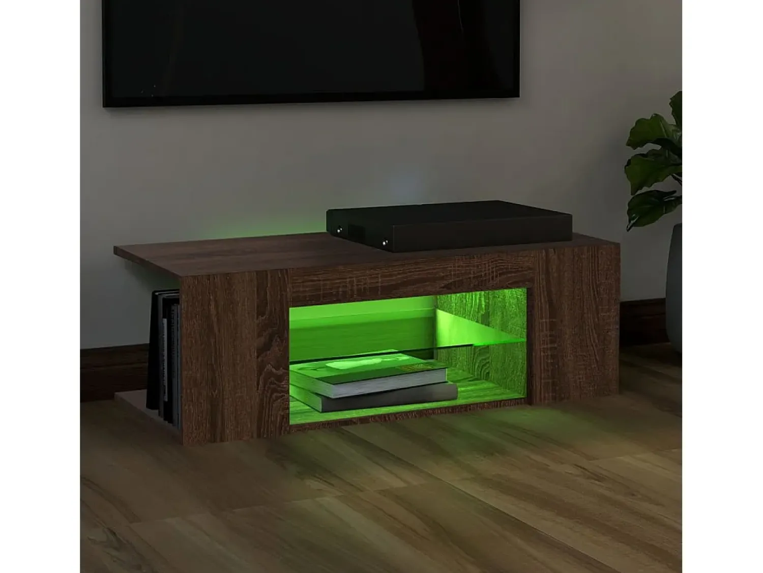 Móvel De Tv* Móvel de TV com luzes LED 90x39x30 cm cor carvalho PT420520 Castanho