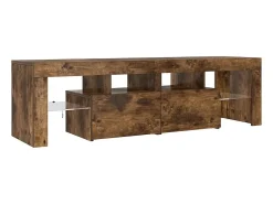 Hot vidaxl Móvel de TV com luzes LED 140x36,5x40 cm carvalho fumado Castanho