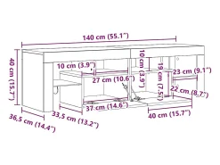 Hot vidaxl Móvel de TV com luzes LED 140x36,5x40 cm carvalho fumado Castanho
