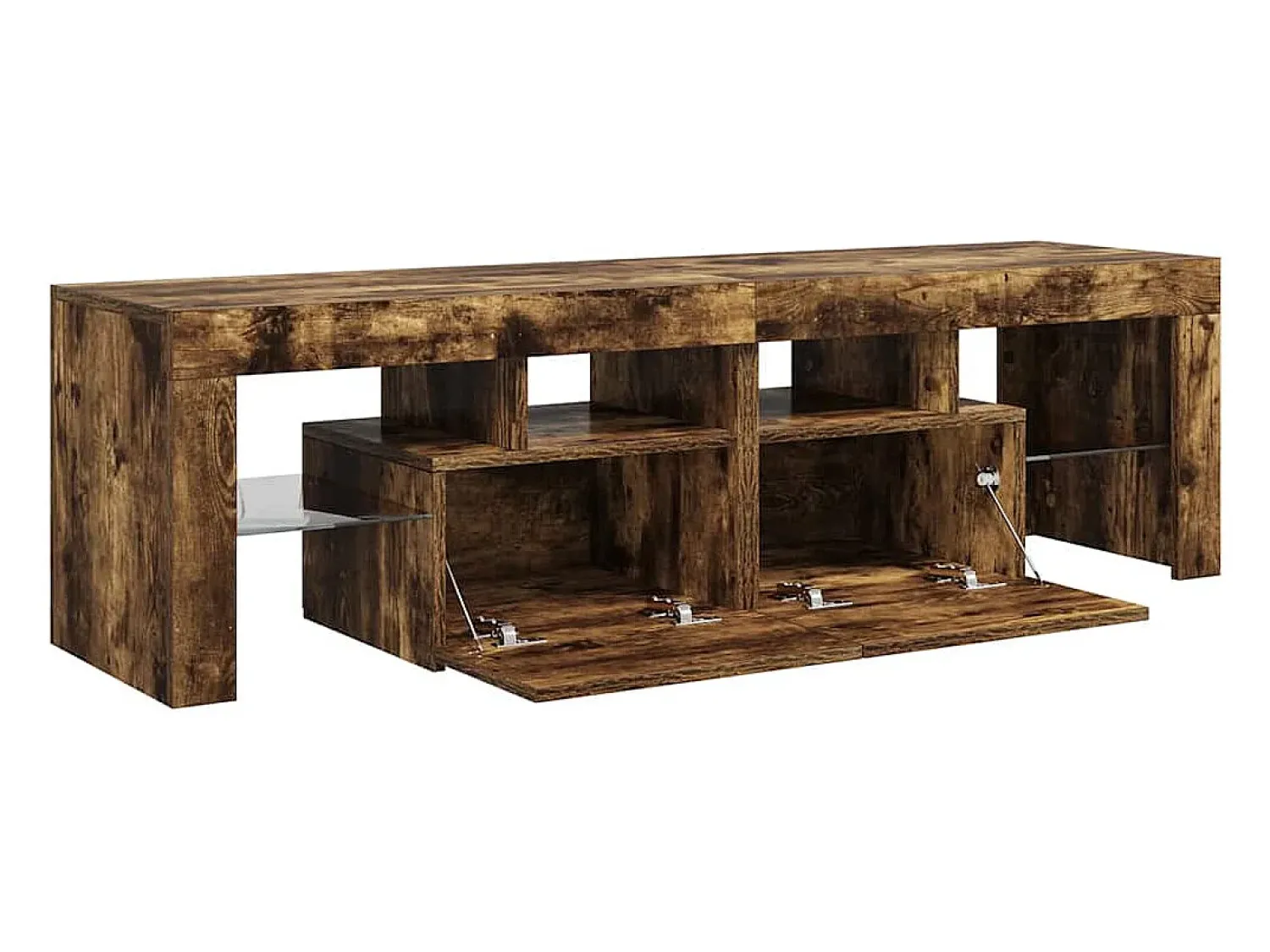 Hot vidaxl Móvel de TV com luzes LED 140x36,5x40 cm carvalho fumado Castanho