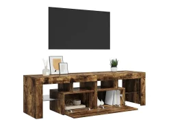 Hot vidaxl Móvel de TV com luzes LED 140x36,5x40 cm carvalho fumado Castanho
