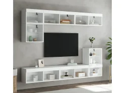 Móvel De Tv* Móvel de TV com luzes LED 80x30x30 cm PT508994 Branco