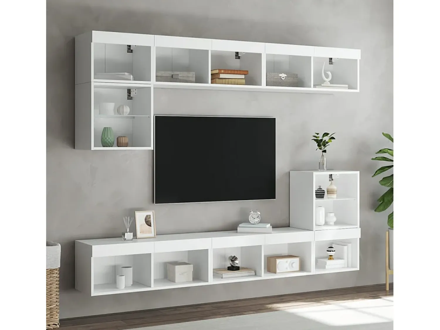 Móvel De Tv* Móvel de TV com luzes LED 80x30x30 cm PT508994 Branco