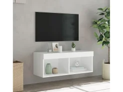 Móvel De Tv* Móvel de TV com luzes LED 80x30x30 cm PT508994 Branco