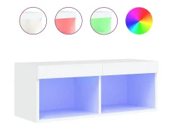 Móvel De Tv* Móvel de TV com luzes LED 80x30x30 cm PT508994 Branco