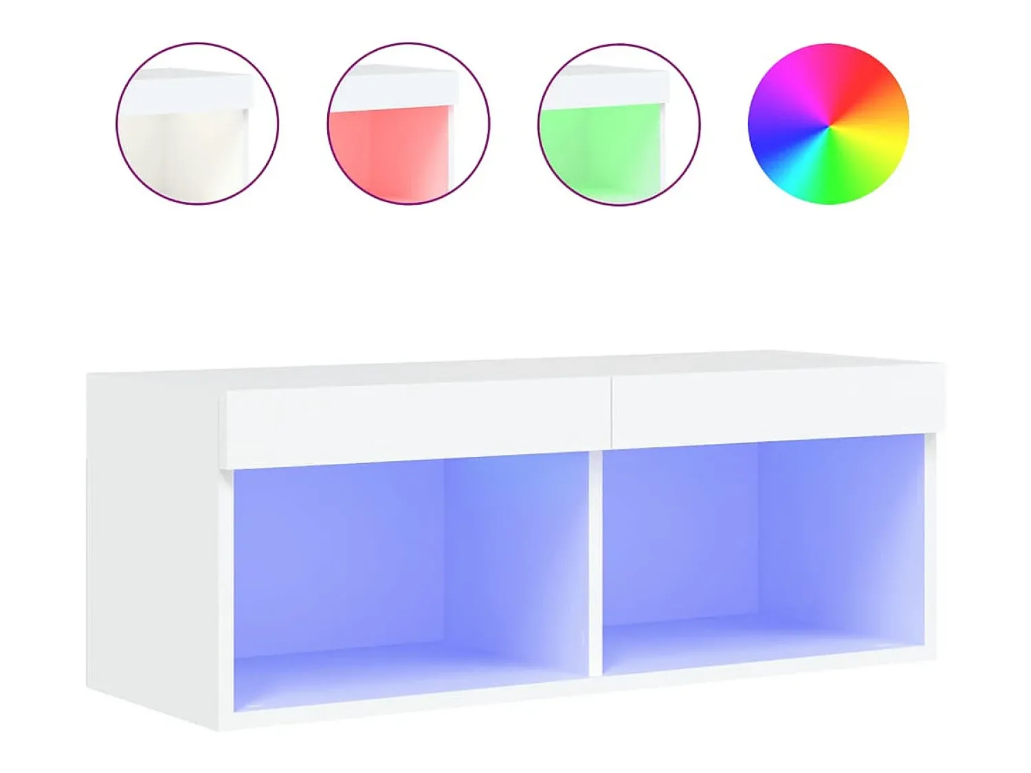 Móvel De Tv* Móvel de TV com luzes LED 80x30x30 cm PT508994 Branco