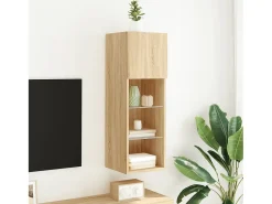 Móvel De Tv|vidaxl Móvel de TV com luzes LED 30,5x30x90 cm carvalho sonoma Castanho