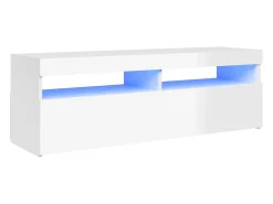 Móvel De Tv| Móvel de TV com luzes LED 120x35x40 cm brilhante PT518739 Branco