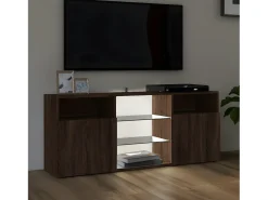 Outlet Móvel de TV com luzes LED 120x30x50 cm carvalho PT388331 Castanho