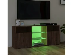 Outlet Móvel de TV com luzes LED 120x30x50 cm carvalho PT388331 Castanho