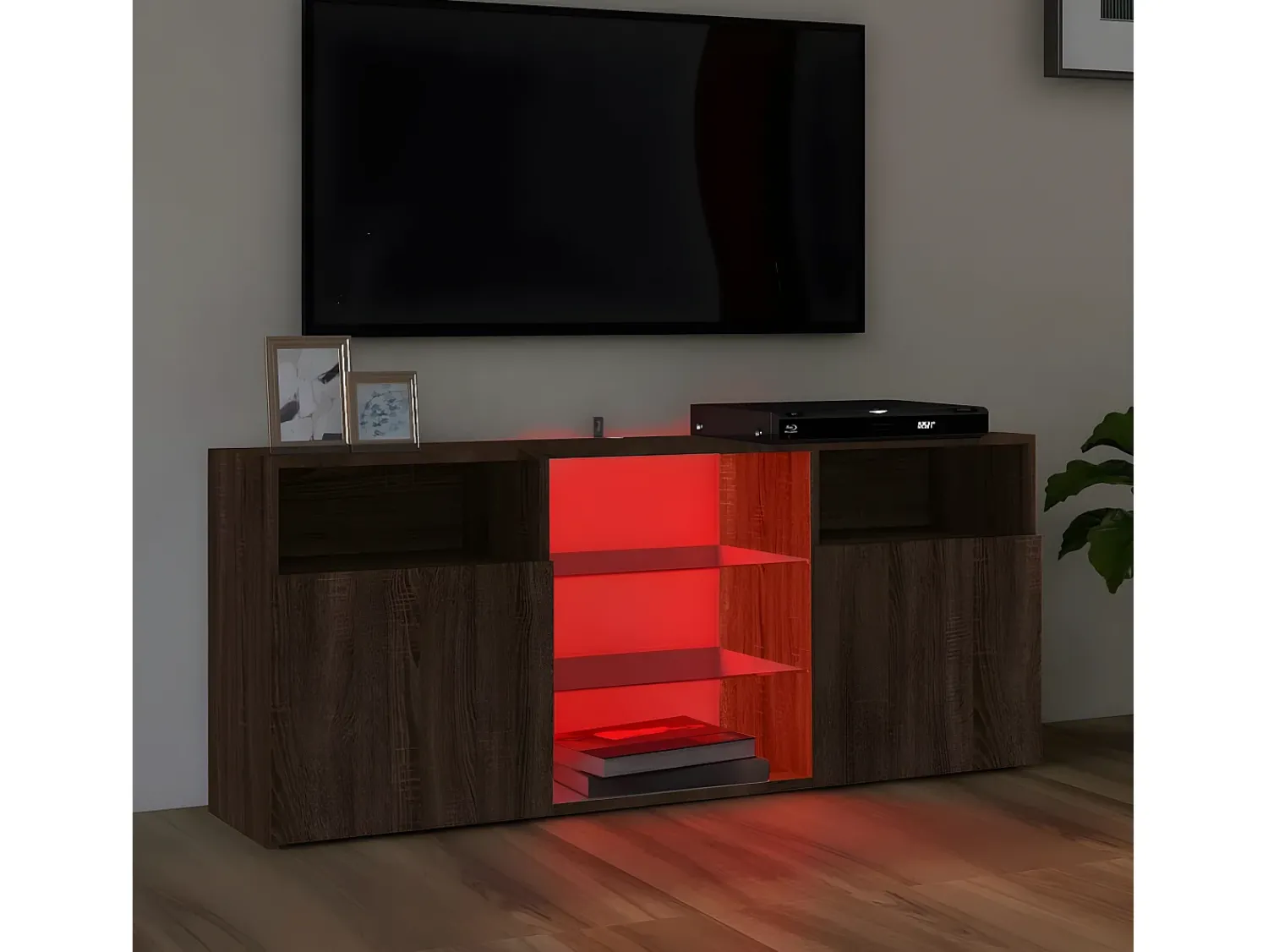 Outlet Móvel de TV com luzes LED 120x30x50 cm carvalho PT388331 Castanho