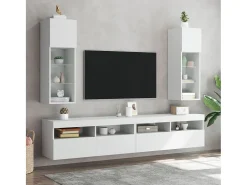 Móvel De Tv| Móvel de TV com luzes LED 30,5x30x90 cm PT133325 Branco