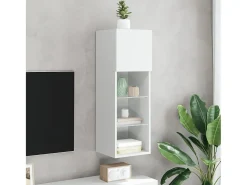 Móvel De Tv| Móvel de TV com luzes LED 30,5x30x90 cm PT133325 Branco