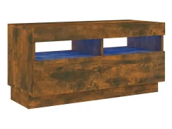Móvel De Tv* Móvel de TV com luzes LED 80x35x40 cm carvalho fumado PT792441 Castanho