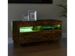 Móvel De Tv* Móvel de TV com luzes LED 80x35x40 cm carvalho fumado PT792441 Castanho