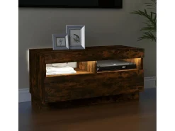 Móvel De Tv* Móvel de TV com luzes LED 80x35x40 cm carvalho fumado PT792441 Castanho