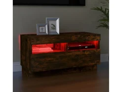 Móvel De Tv* Móvel de TV com luzes LED 80x35x40 cm carvalho fumado PT792441 Castanho