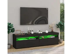 Móvel de TV com luzes LED 2 pcs 75x35x40 cm PT833844 Preto