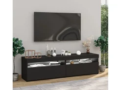 Móvel de TV com luzes LED 2 pcs 75x35x40 cm PT833844 Preto