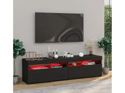 Móvel de TV com luzes LED 2 pcs 75x35x40 cm PT833844 Preto