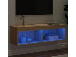 Móvel De Tv| Móvel de TV com luzes LED 100x30x30 cm carvalho sonoma PT819242 Castanho