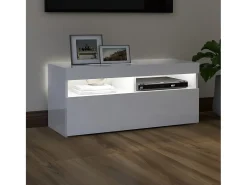 Móvel De Tv| Móvel de TV com luzes LED 90x35x40 cm brilhante PT123682 Branco
