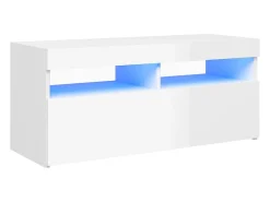 Móvel De Tv| Móvel de TV com luzes LED 90x35x40 cm brilhante PT123682 Branco