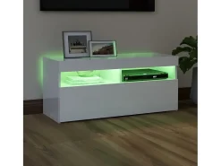 Móvel De Tv| Móvel de TV com luzes LED 90x35x40 cm brilhante PT123682 Branco