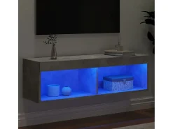 Hot vidaxl Móvel de TV com luzes LED 100x30x30 cm cimento Cinzento
