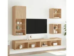 Móvel De Tv| Móvel de TV com luzes LED 40,5x30x102 cm carvalho sonoma PT471247 Castanho