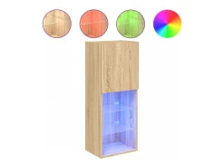 Móvel De Tv| Móvel de TV com luzes LED 40,5x30x102 cm carvalho sonoma PT471247 Castanho
