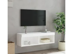 Outlet Móvel de TV com luzes LED 100x30x30 cm PT209350 Branco