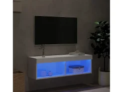Outlet Móvel de TV com luzes LED 100x30x30 cm PT209350 Branco