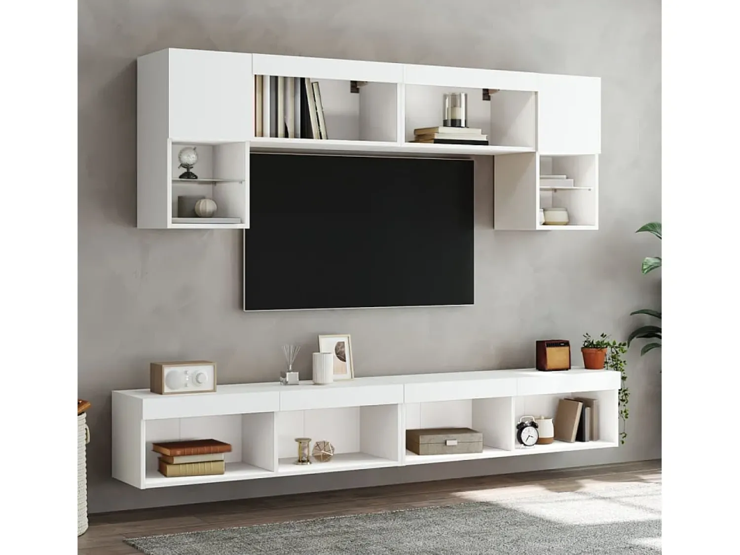 Outlet Móvel de TV com luzes LED 100x30x30 cm PT209350 Branco