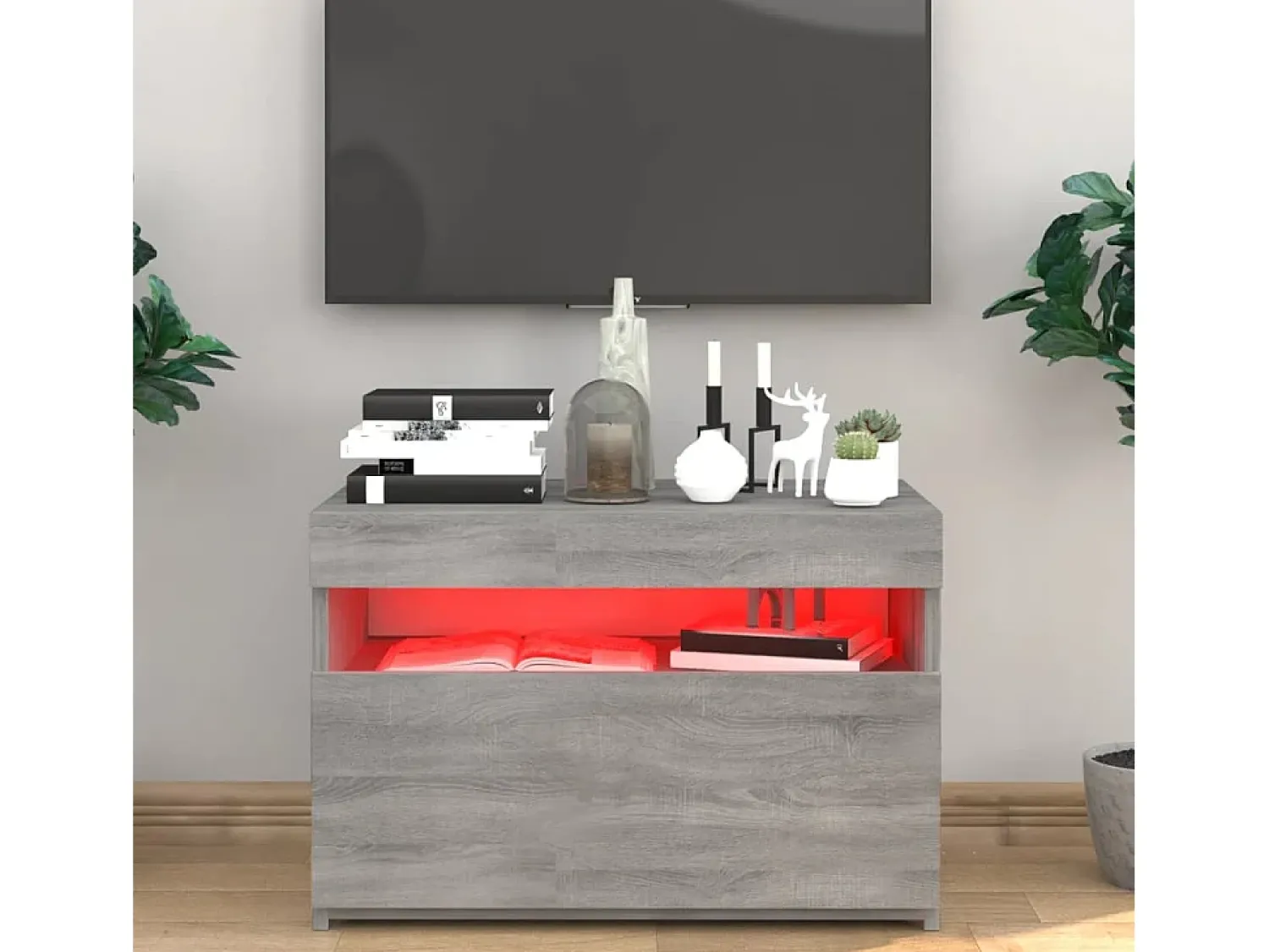 Online Móvel de TV com luzes LED 60x35x40 cm sonoma cinza PT650777 Cinzento