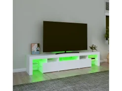 Móvel De Tv| Móvel de TV com luzes LED 200x36,5x40 cm PT396958 Branco