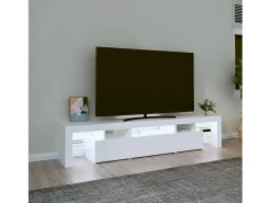 Móvel De Tv| Móvel de TV com luzes LED 200x36,5x40 cm PT396958 Branco