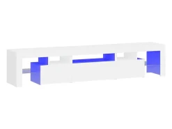 Móvel De Tv| Móvel de TV com luzes LED 200x36,5x40 cm PT396958 Branco