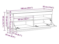 vidaxl Móvel de TV com luzes LED 100x35x40 cm brilhante^ Móvel De Tv