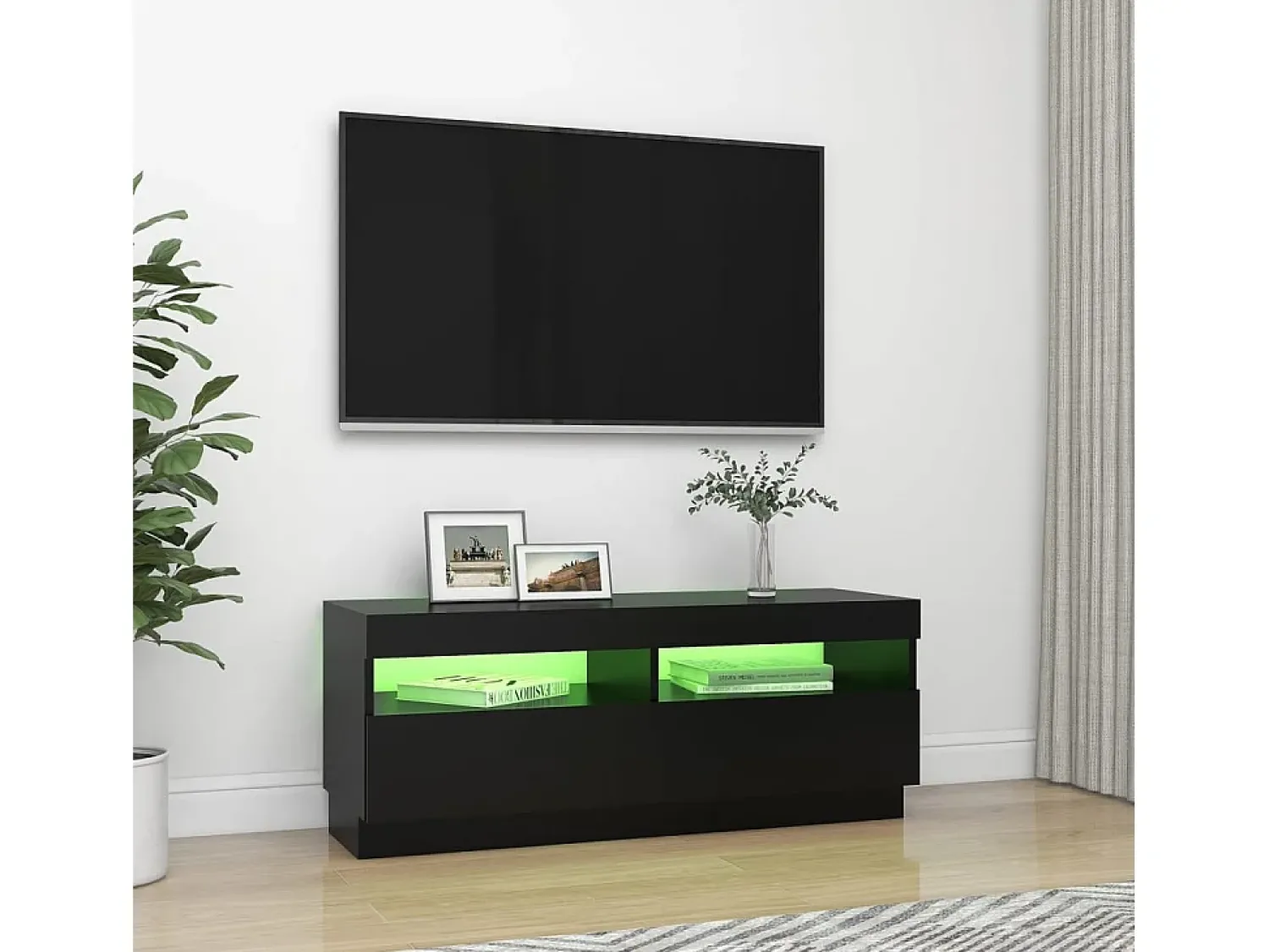 Móvel De Tv| Móvel de TV com luzes LED 100x35x40 cm PT493334 Preto