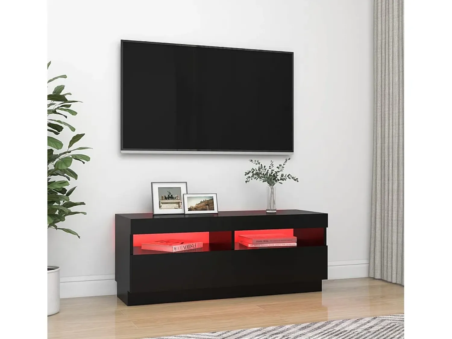 Móvel De Tv| Móvel de TV com luzes LED 100x35x40 cm PT493334 Preto