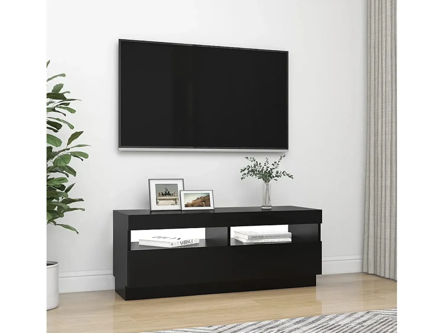 Móvel De Tv| Móvel de TV com luzes LED 100x35x40 cm PT493334 Preto