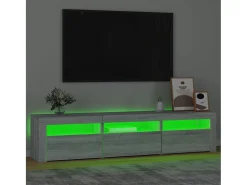 Móvel De Tv| Móvel de TV com luzes LED 180x35x40 cm preto PT611565 Cinzento